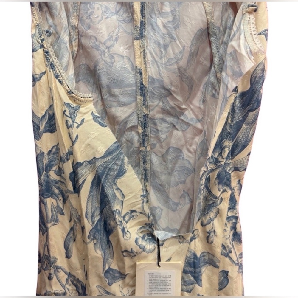 Sandro Joselle Cream and Blue FloralMaxi Dress Women’s XL - Picture 5 of 7
